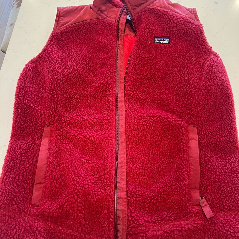 Patagonia Kids Red Sherpa Fleece Vest